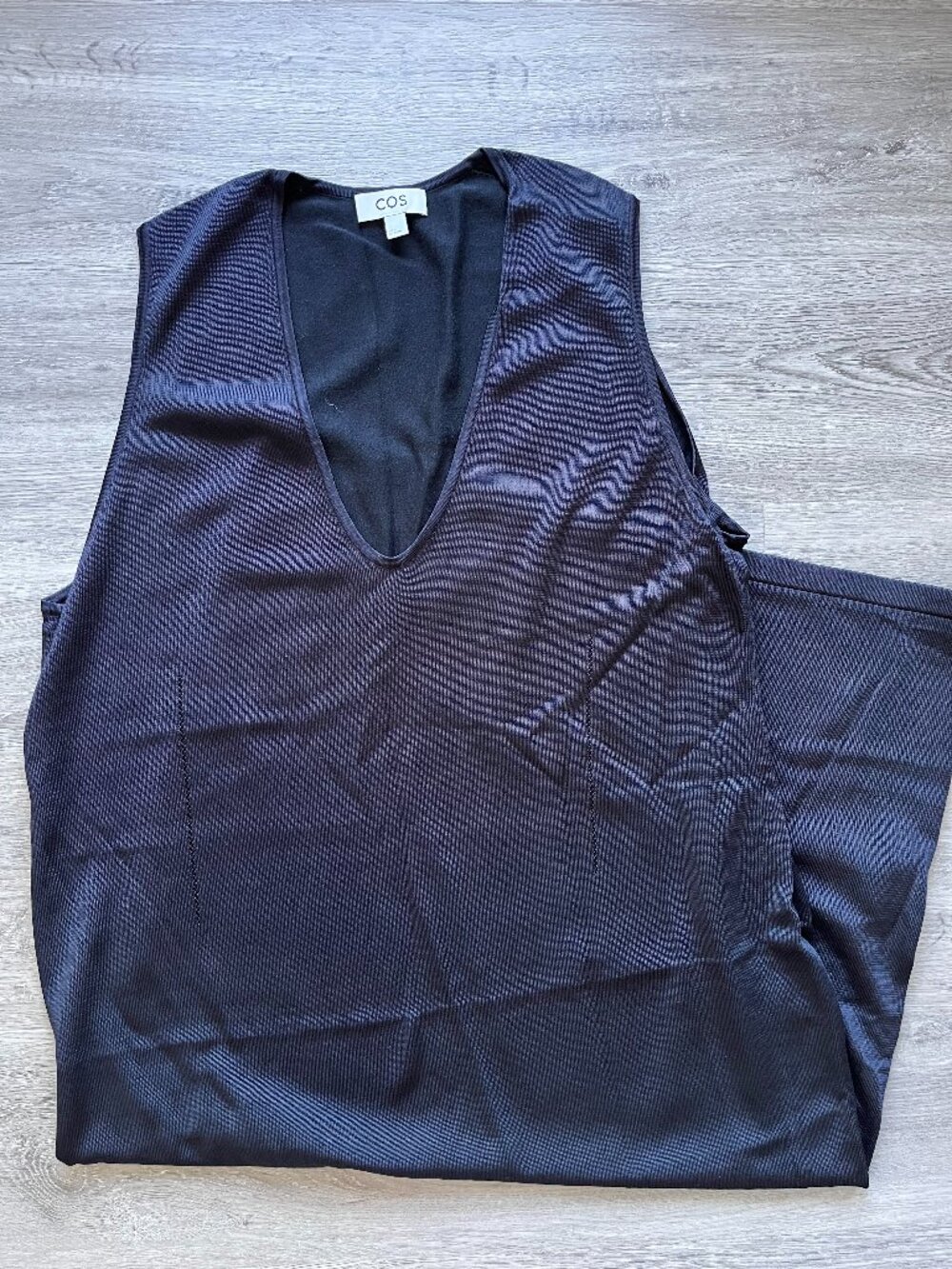 COS Knitted V-Neck Dress Size S Navy